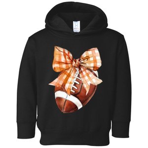 Coquette Bow American Football Autumn Thanksgiving Game Day Toddler Hoodie