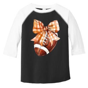 Coquette Bow American Football Autumn Thanksgiving Game Day Toddler Fine Jersey T-Shirt