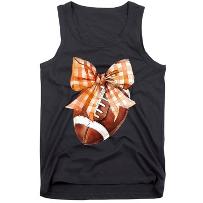 Coquette Bow American Football Autumn Thanksgiving Game Day Tank Top