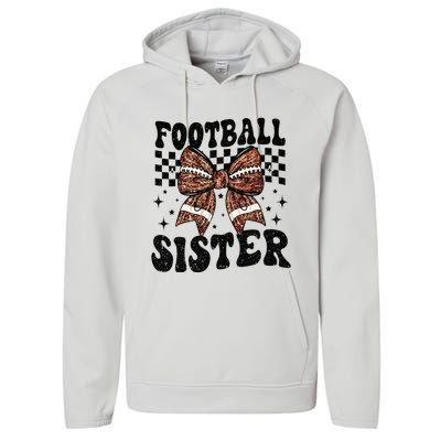 Coquette Bow American Football Sister Game Day Thanksgiving Performance Fleece Hoodie