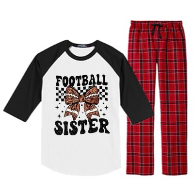 Coquette Bow American Football Sister Game Day Thanksgiving Raglan Sleeve Pajama Set