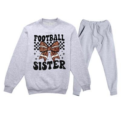 Coquette Bow American Football Sister Game Day Thanksgiving Premium Crewneck Sweatsuit Set