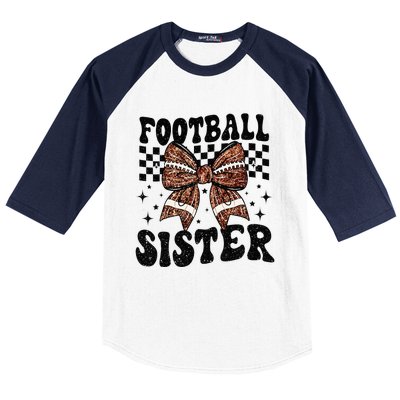 Coquette Bow American Football Sister Game Day Thanksgiving Baseball Sleeve Shirt