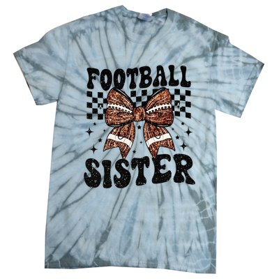 Coquette Bow American Football Sister Game Day Thanksgiving Tie-Dye T-Shirt