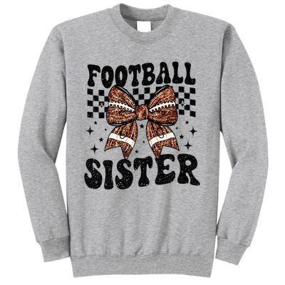 Coquette Bow American Football Sister Game Day Thanksgiving Tall Sweatshirt