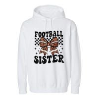 Coquette Bow American Football Sister Game Day Thanksgiving Garment-Dyed Fleece Hoodie