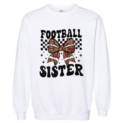 Coquette Bow American Football Sister Game Day Thanksgiving Garment-Dyed Sweatshirt