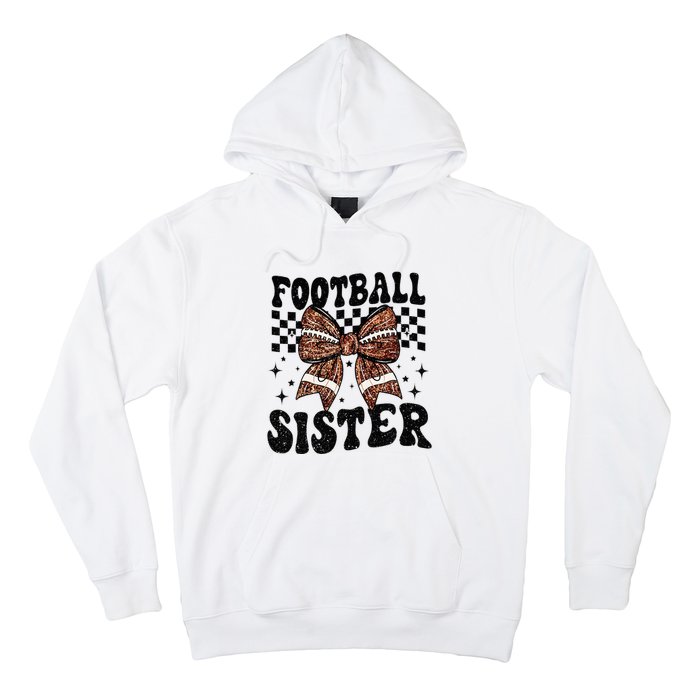 Coquette Bow American Football Sister Game Day Thanksgiving Hoodie