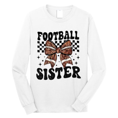 Coquette Bow American Football Sister Game Day Thanksgiving Long Sleeve Shirt