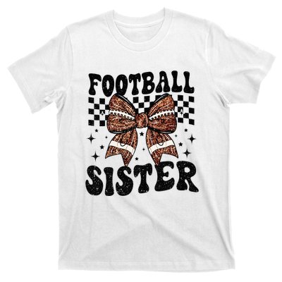 Coquette Bow American Football Sister Game Day Thanksgiving T-Shirt