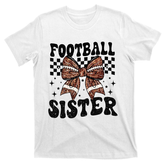 Coquette Bow American Football Sister Game Day Thanksgiving T-Shirt