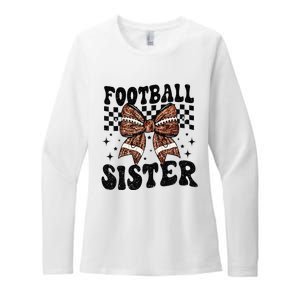 Coquette Bow American Football Sister Game Day Thanksgiving Womens CVC Long Sleeve Shirt