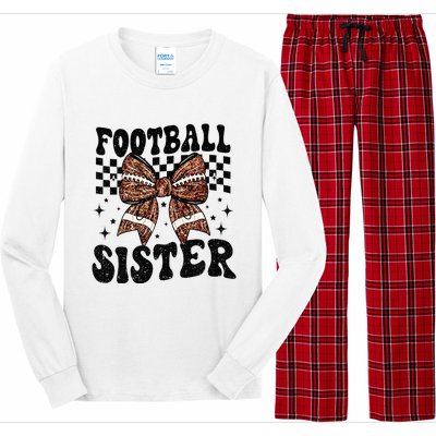 Coquette Bow American Football Sister Game Day Thanksgiving Long Sleeve Pajama Set