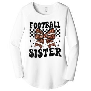 Coquette Bow American Football Sister Game Day Thanksgiving Women's Perfect Tri Tunic Long Sleeve Shirt