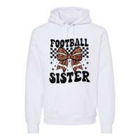 Coquette Bow American Football Sister Game Day Thanksgiving Premium Hoodie