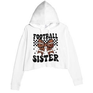 Coquette Bow American Football Sister Game Day Thanksgiving Crop Fleece Hoodie