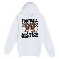 Coquette Bow American Football Sister Game Day Thanksgiving Premium Pullover Hoodie