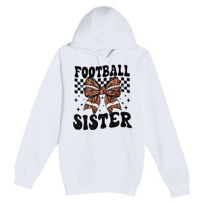 Coquette Bow American Football Sister Game Day Thanksgiving Premium Pullover Hoodie