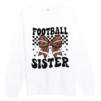 Coquette Bow American Football Sister Game Day Thanksgiving Premium Crewneck Sweatshirt