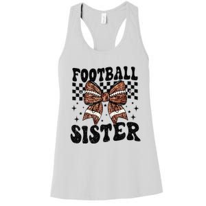 Coquette Bow American Football Sister Game Day Thanksgiving Women's Racerback Tank