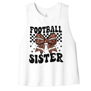 Coquette Bow American Football Sister Game Day Thanksgiving Women's Racerback Cropped Tank