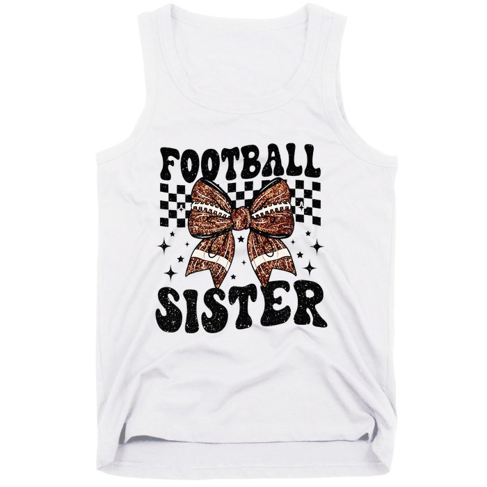 Coquette Bow American Football Sister Game Day Thanksgiving Tank Top