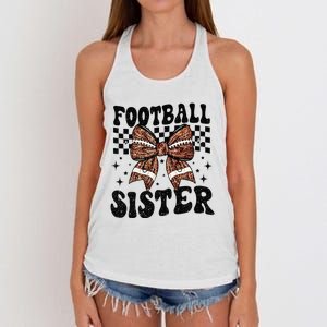 Coquette Bow American Football Sister Game Day Thanksgiving Women's Knotted Racerback Tank