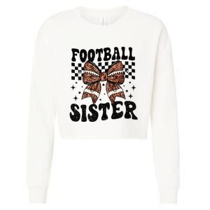 Coquette Bow American Football Sister Game Day Thanksgiving Cropped Pullover Crew