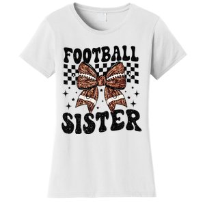 Coquette Bow American Football Sister Game Day Thanksgiving Women's T-Shirt