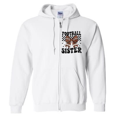 Coquette Bow American Football Sister Game Day Thanksgiving Full Zip Hoodie