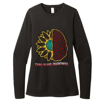 Cord Blood Awareness Month Sunflower Blue Ribbon Support Gift Womens CVC Long Sleeve Shirt