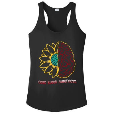 Cord Blood Awareness Month Sunflower Blue Ribbon Support Gift Ladies PosiCharge Competitor Racerback Tank