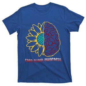 Cord Blood Awareness Month Sunflower Blue Ribbon Support Gift T-Shirt