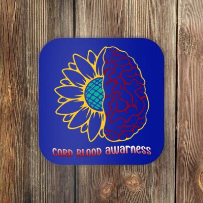 Cord Blood Awareness Month Sunflower Blue Ribbon Support Gift Coaster