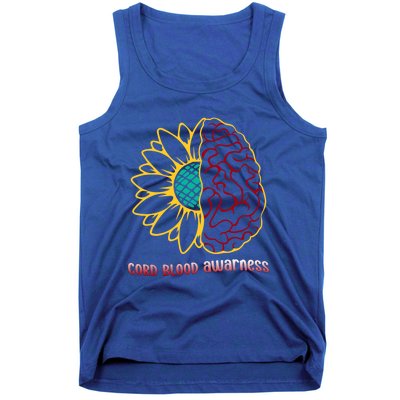 Cord Blood Awareness Month Sunflower Blue Ribbon Support Gift Tank Top