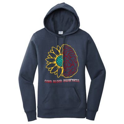 Cord Blood Awareness Month Sunflower Blue Ribbon Support Gift Women's Pullover Hoodie