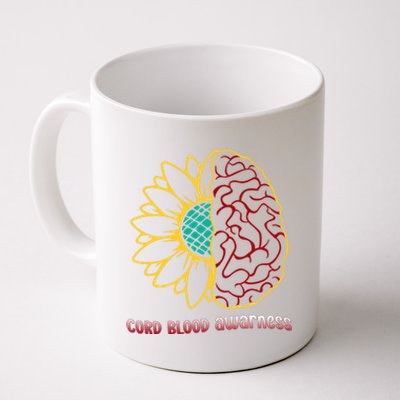 Cord Blood Awareness Month Sunflower Blue Ribbon Support Gift Coffee Mug