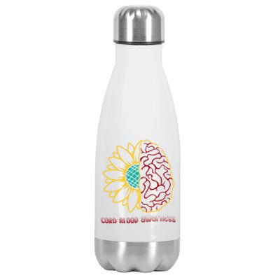 Cord Blood Awareness Month Sunflower Blue Ribbon Support Gift Stainless Steel Insulated Water Bottle