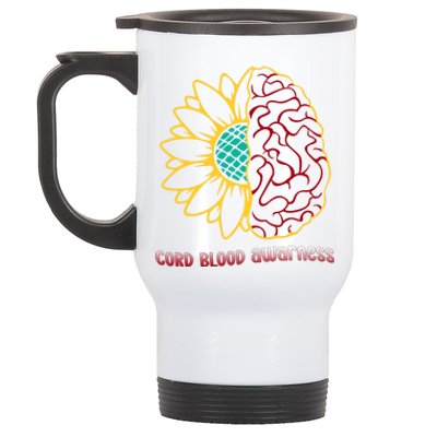 Cord Blood Awareness Month Sunflower Blue Ribbon Support Gift Stainless Steel Travel Mug