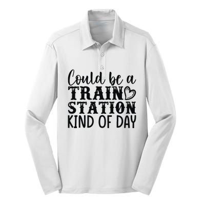 Could Be A Train Station Kind Of Day Silk Touch Performance Long Sleeve Polo