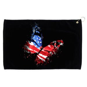 Cute Butterfly American Flag 4th Of July Funny Gift Grommeted Golf Towel