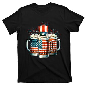 Craft Beer American Flag Usa 4th Of July Fireworks Drinking T-Shirt