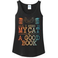 Cat & Book Art For Women Cat Librarian Novel Book Lover Ladies Essential Tank