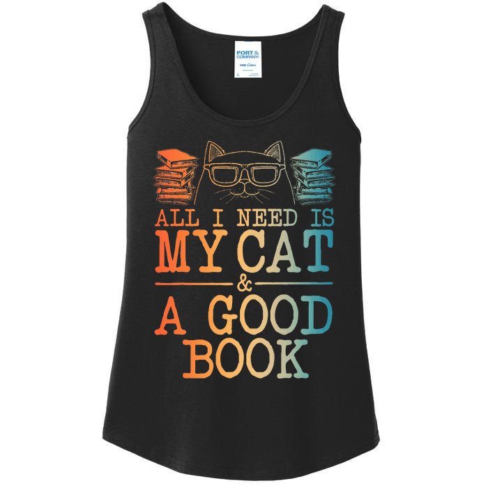 Cat & Book Art For Women Cat Librarian Novel Book Lover Ladies Essential Tank