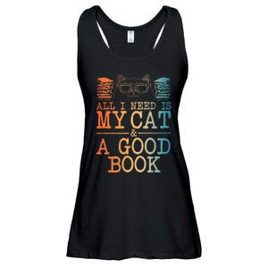 Cat & Book Art For Women Cat Librarian Novel Book Lover Ladies Essential Flowy Tank