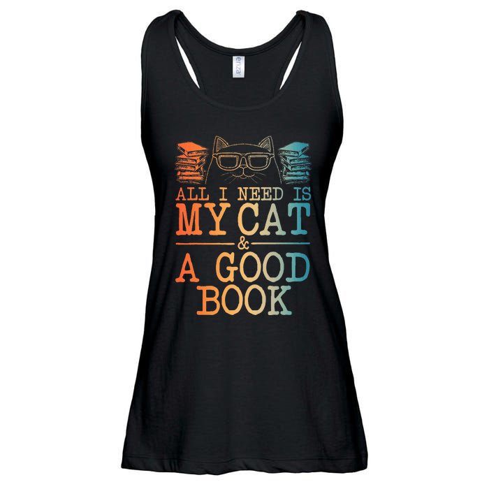 Cat & Book Art For Women Cat Librarian Novel Book Lover Ladies Essential Flowy Tank