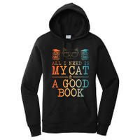 Cat & Book Art For Women Cat Librarian Novel Book Lover Women's Pullover Hoodie