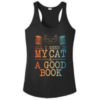 Cat & Book Art For Women Cat Librarian Novel Book Lover Ladies PosiCharge Competitor Racerback Tank