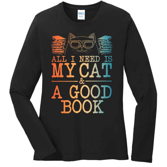 Cat & Book Art For Women Cat Librarian Novel Book Lover Ladies Long Sleeve Shirt