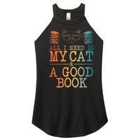 Cat & Book Art For Women Cat Librarian Novel Book Lover Women's Perfect Tri Rocker Tank